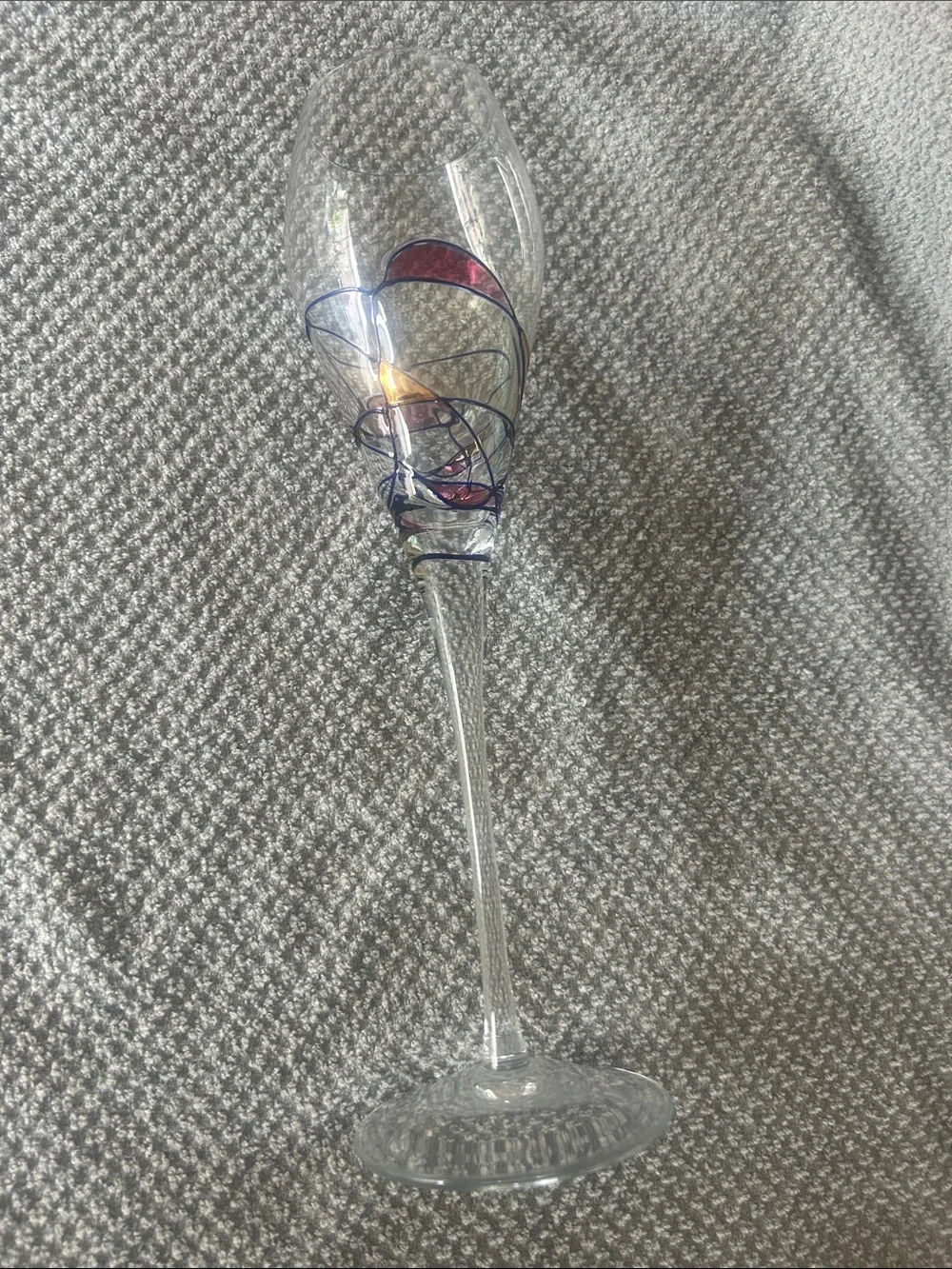 Hand-Blown Decorative Champagne Flute in Purple and Blue 4 each